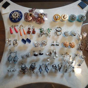 Vintage Costume jewelry earrings lot of 27 pairs